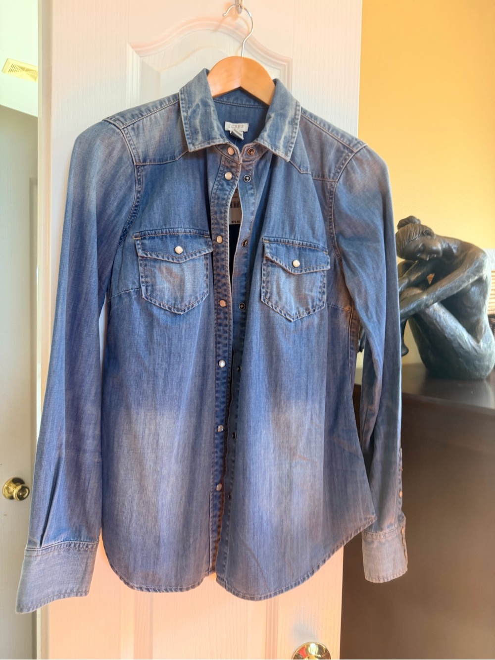 Denim Button-Up Shirt - Blue Women Jeans Jacket